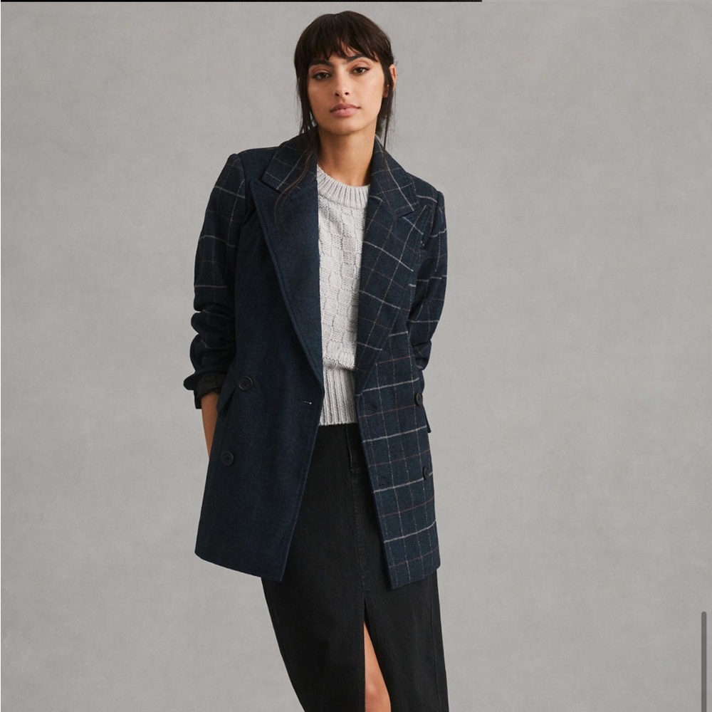 Avec Les Filles Oversized Double-Breasted Plaid Blazer